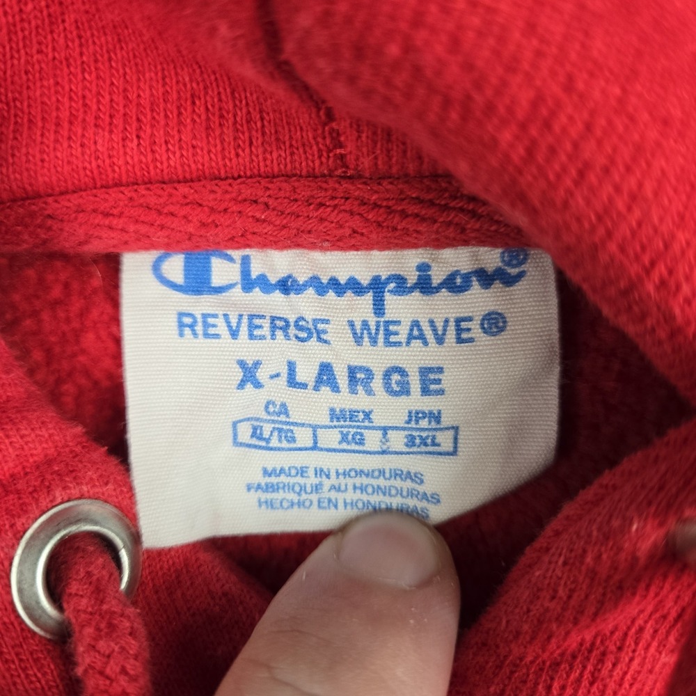 Champion Hooded Sweat Shirt Reverse Weave Womens 2X Large Red Vintage 90s Y2K - Picture 2 of 8